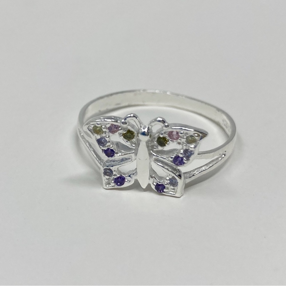 Zirconia Multi Stone Butterfly Ring, Silver Butterfly Ring